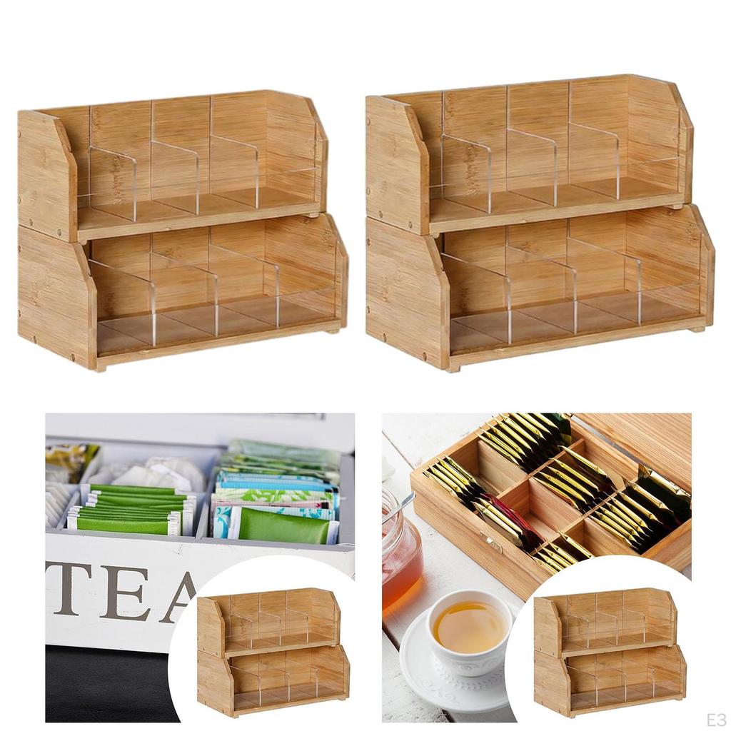Organizer Compartment Storage Box Teabag Station Stand Rack for Office