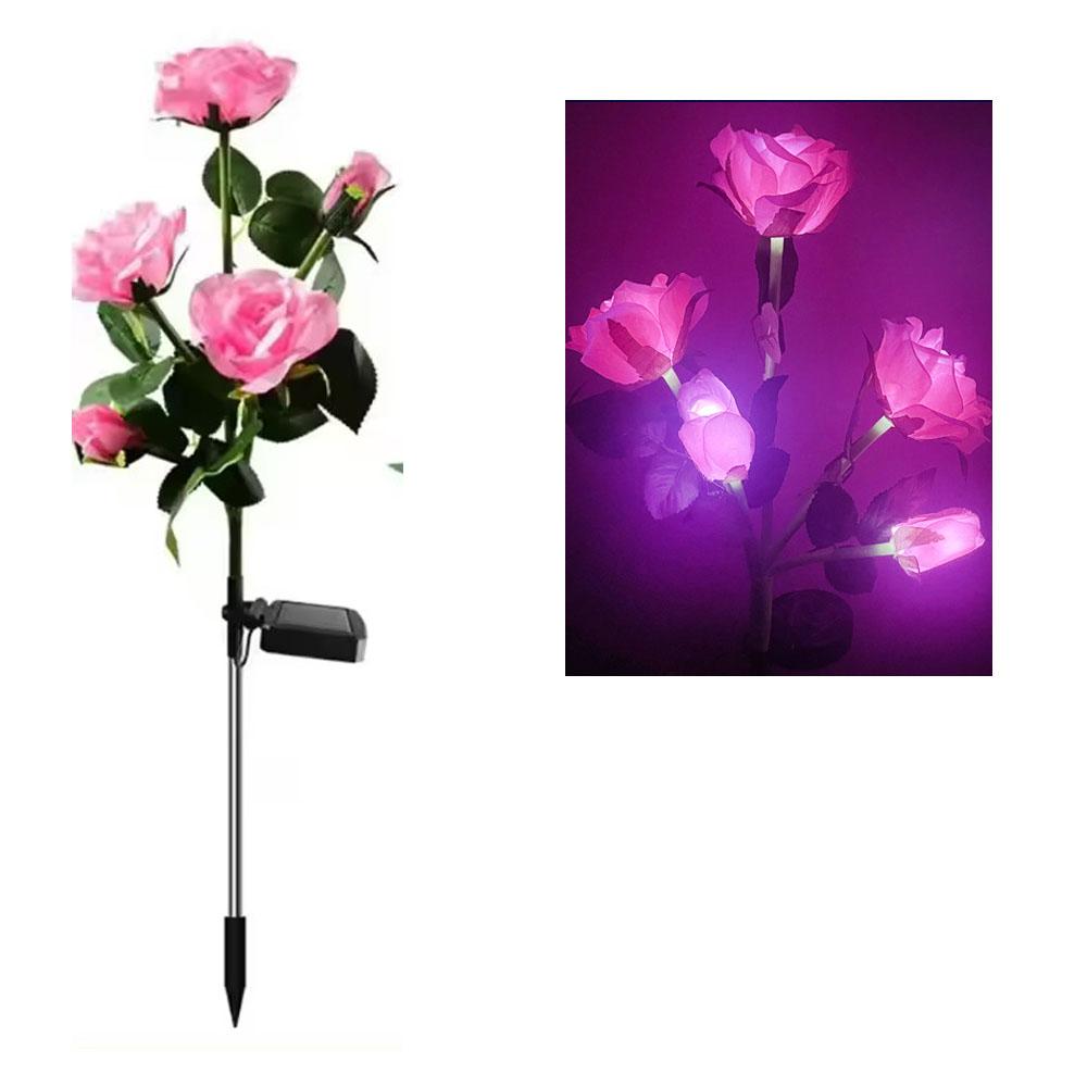 

5 Heads Solar Rose Flower Lights Decorative Landscape Lighting Waterproof Outdoor Decoration Solar Garden Lights for Pathway Wal