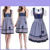 Elegante Trachten Dirndl Feminino para Oktoberfest Vestido Tradicional em Design Azul Vintage