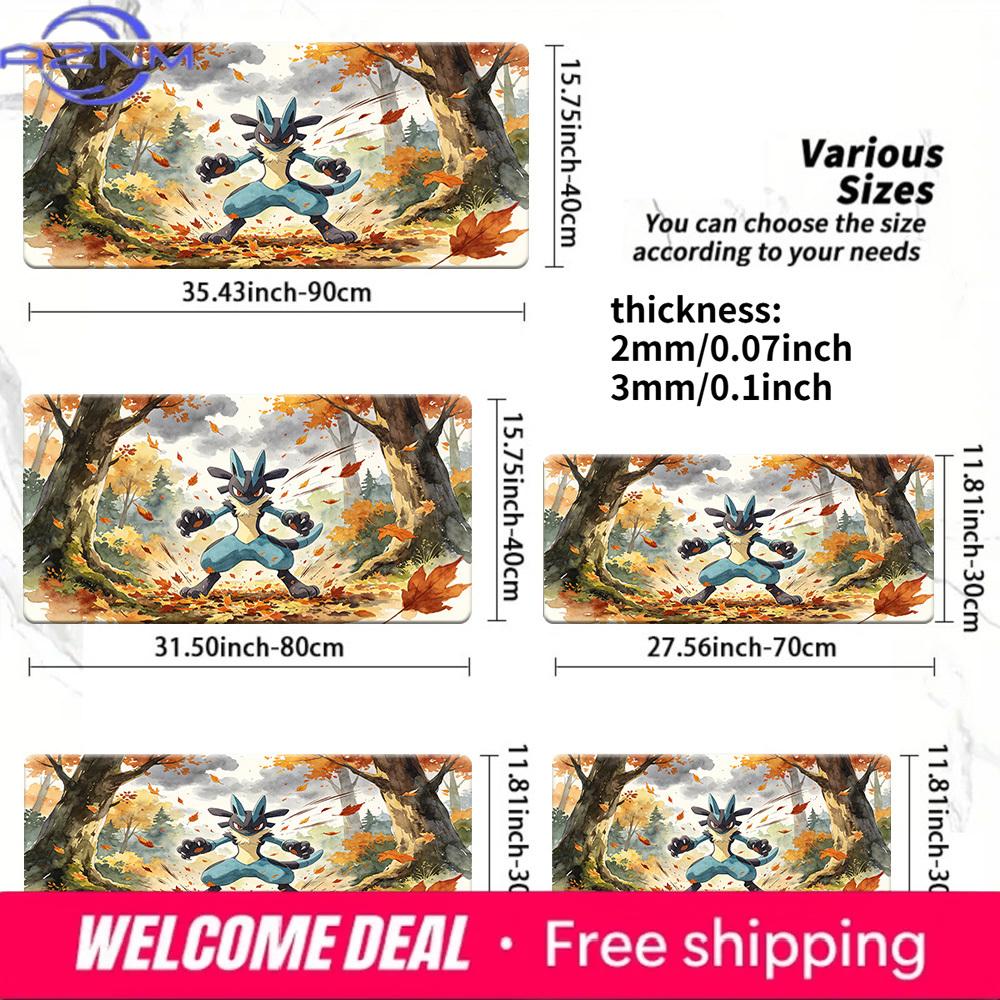 Lucario Autumn Forest Battle Gaming Desk Mat NonSlip Washable Mouse Pad 30x80x0.2cm