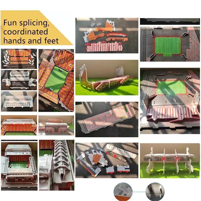 Miniature Football Field Puzzle DIY Anfield World Famous Stadiums Models Football Buildings Ornaments Peripheral Toys Fans Toy