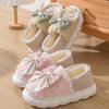 Bag Heel Cotton Slippers Women's Winter New Bow Cotton Drag Girl Velvet Warm Cotton Shoes Silent Wool Slippers