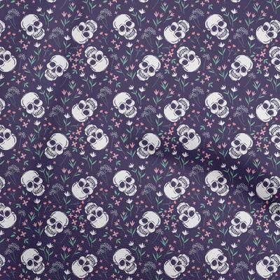 Cotton Flex Dark Blue Fabric Skull Fabric For Sewing Printed Craft Fabric By The Yard 40 Inch