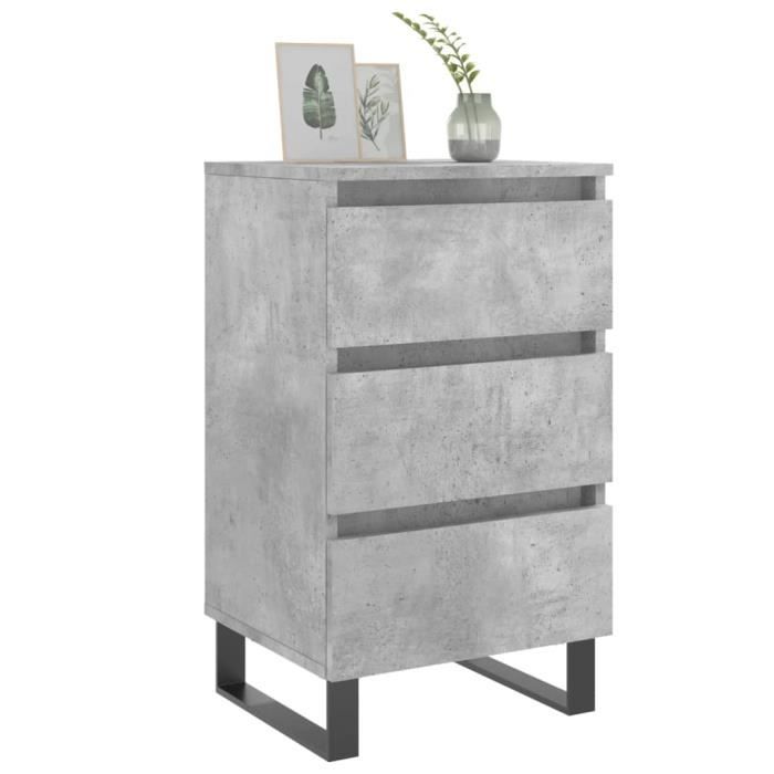 VidaXL Tables de chevet 2 pcs gris béton 40x35x69 cm bois d’ingénierie 826949