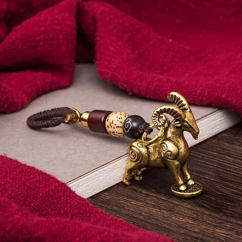 Twelve Zodiac Sign Brass Keychain Pendant - Handmade Gift for Men and Women