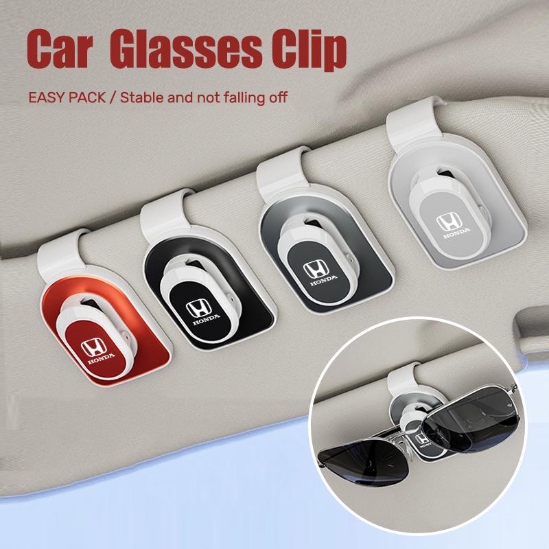 AQZ1 Car Sun Visor Glasses Clip Onehand Pressing Eyeglasses Holder Interior For Honda Civci CRV Accord Mugen Prelude FIT City CRZ CRX
