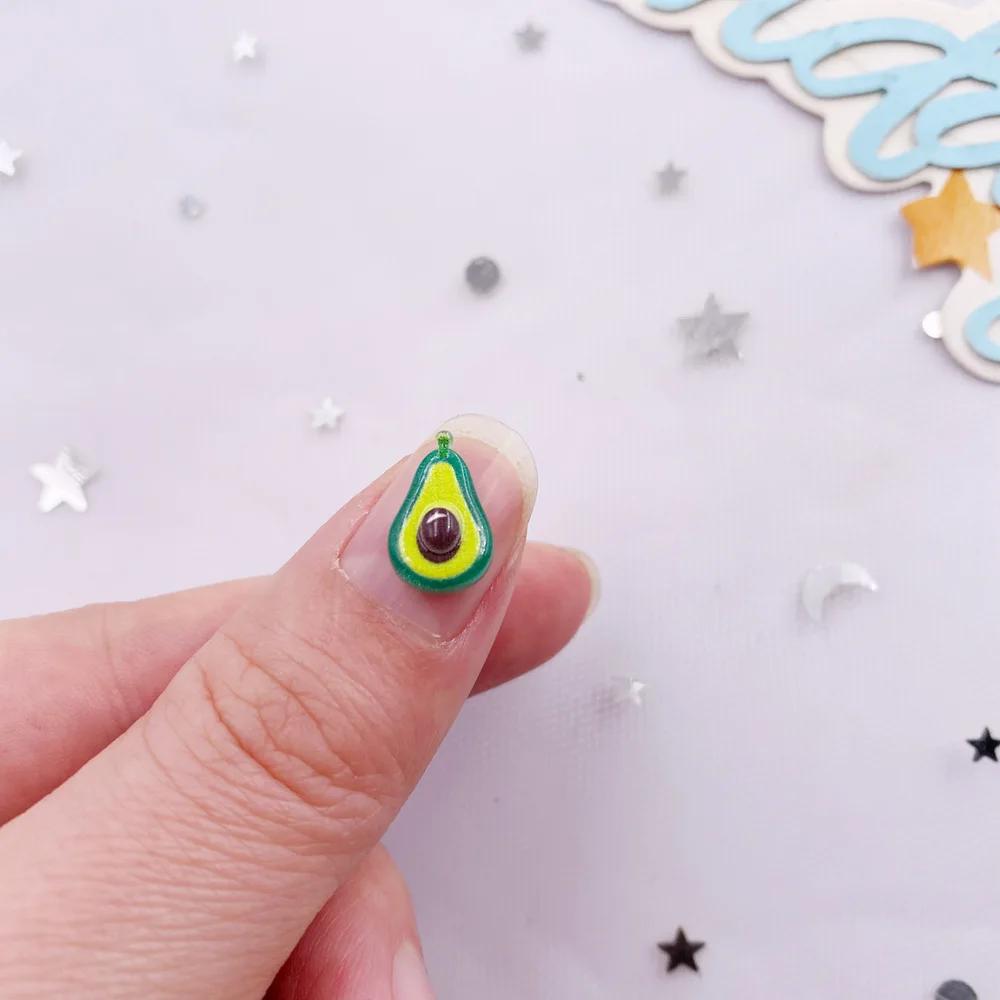 50 STK Resin Søt Mini Fargerik Avokado Kiwi Appelsin Mais Frukt Grønnsaker Neglekunst Flatback Rhinestone Scrapbook DIY Dekor Håndverk