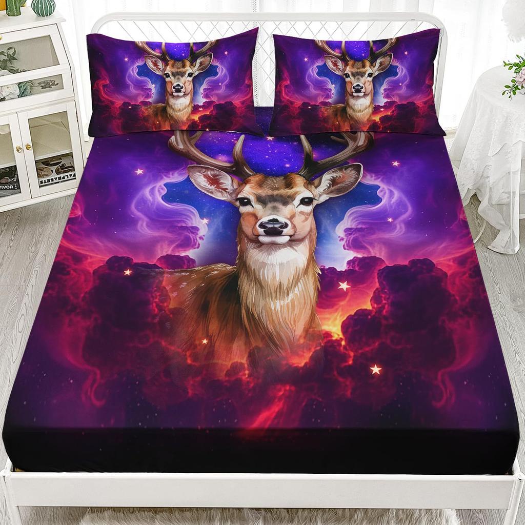 Cartoon Universe Pattern Bed Hat Three-Piece Digital Printing Bedding Bed Hat Three-Piece Set Children Adult