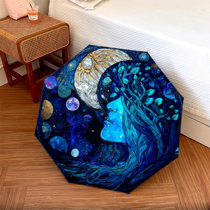 

1 PC Automatic Folding Umbrella - Yin Yang Tree Pattern, Portable & Foldable Design with 8 Ribs, Christmas Birthday Gifts