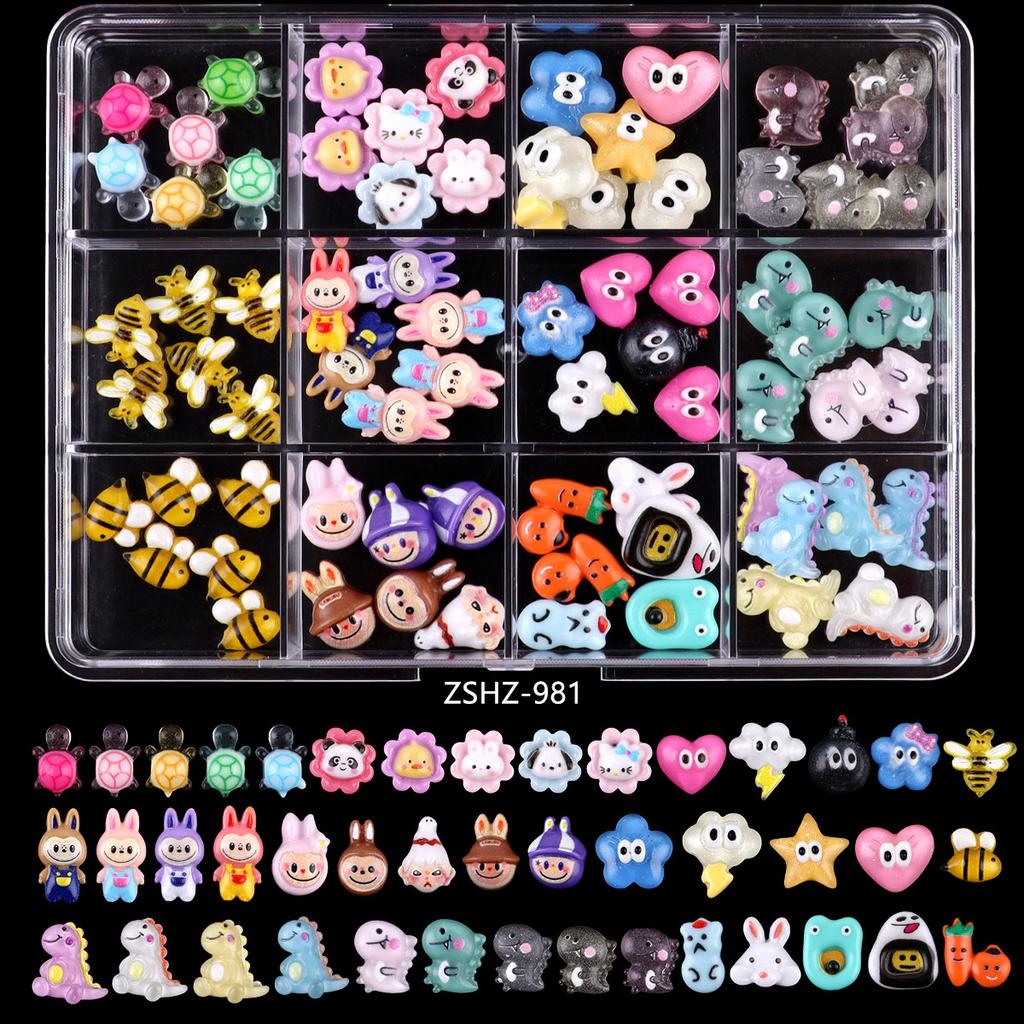 Nail Art Accessories Resin Simulation Biscuits Ice Cream Cute Cartoon Three-Dimensional Nail Accessories Mixed Bows