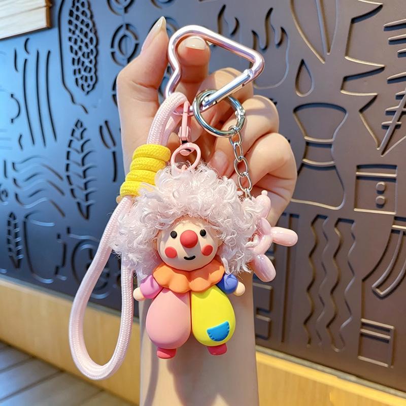 Cartoon Trendy Cool Curly Hair Clown Keychain Pendant Doll Women'S Handbag Accesories Small Trendy Versatile Cute Gifts Keychain