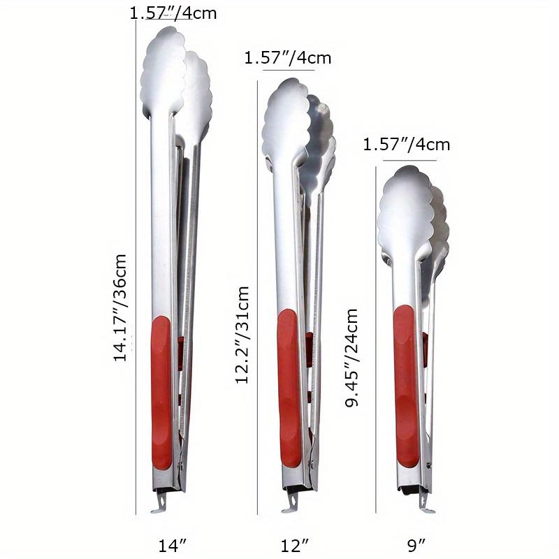 

3 шт., Кухонные щипцы из нержавеющей стали, Прочные щипцы для гриля и барбекю с матовой поверхностью и блокировкой, с эргономичной ручкой, Щипцы для барбекю, Щипцы для еды 3pcs