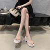 Fashion Shoes Woman 2025 Slippers Heels Pantofle Jelly Slides On A Wedge Platform High New Transparent Soft Shoes Transparent Slippers S