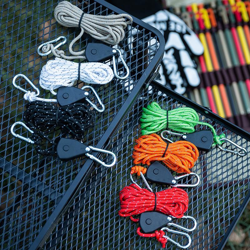 1PC 4M Reflective Outdoor Tent Rope with Ratchet Pulley for Camping, Awning, Wind Rope