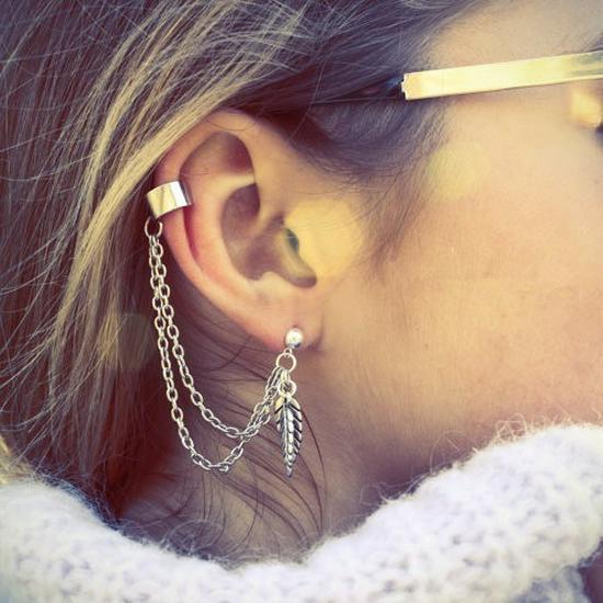 New European & American Street Style Leaf Tassel Dangle Earrings for Women