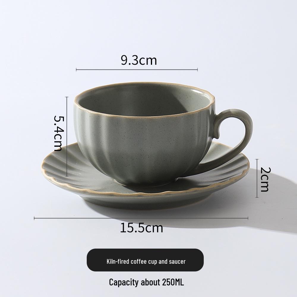 Retro Japanese Ceramic Coffee Cup & Saucer Set - Light Luxury Underglaze Design.