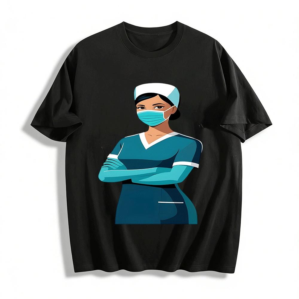 Medical Worker Themed Printed Casual Top For Daily Wear Pure cotton T-shirt XXS
