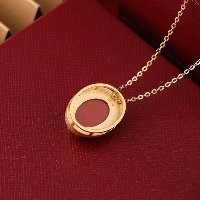 Tancise 925 Sterling Silver Classic Women Agate Necklace Pendant Zircon Fashion Gift