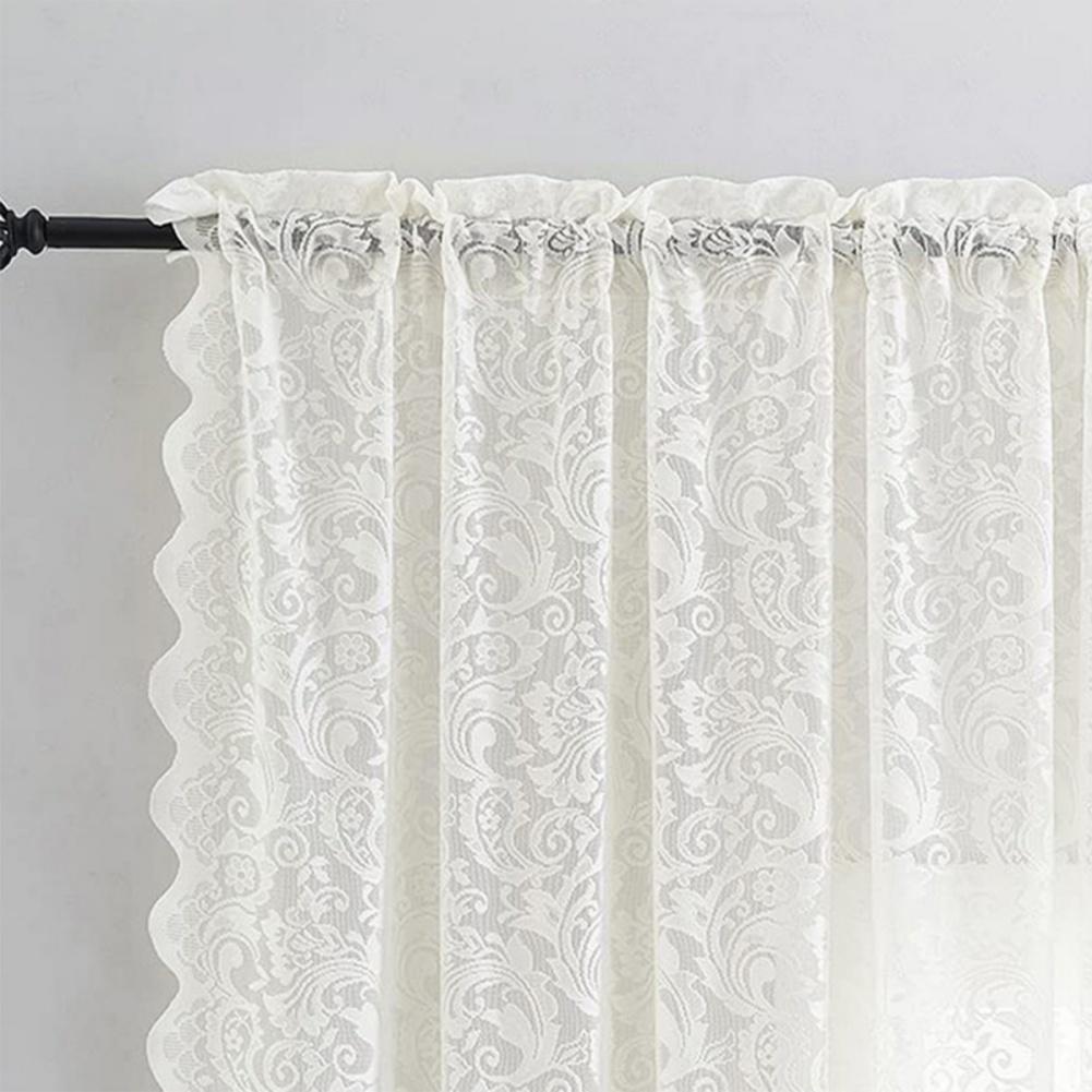 2 buc. Cortină Vintage din Dantelă și Gaze, Cortină Plasă Translucidă cu Gaică pentru Bară