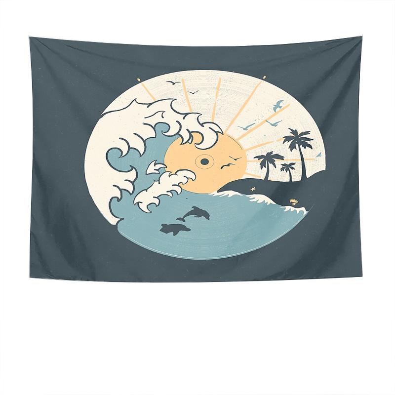 Ocean Wall Tapestry Sea Turtle Whale Sunset Beach Aesthetic Room Decor Tapestry Hippie Wall Hanging Bedroom Decor Art