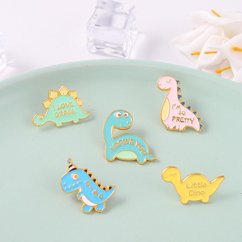 Cute Cartoon Charming Dinosaur Brooch Set Fashionable Pin Accessories For Bags Clothing