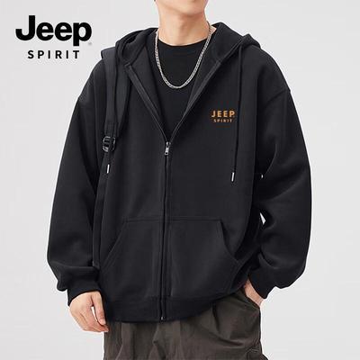 JEEP SPIRIT Men's Hooded Zip-Up Sweatshirt Jacket