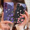 Rose Butterfly Rose Purple For Vivo Y76 16 55 V29 Lite 5G 25 23 30 IQOO Z9X 12 Pro Neo X200 100 90 60 Tempered Glass Phone Case
