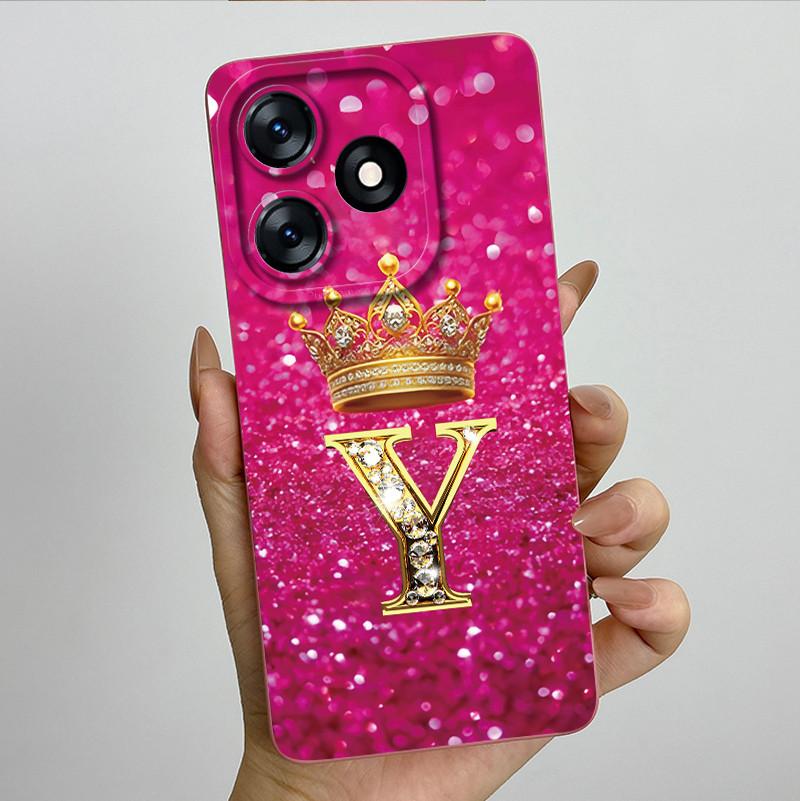 

For Tecno Spark 10 10c 10Pro 4G Spark10 Pro Phone Case Soft Silicone Back Cover For Men Women Couple Crown Letter Bumper Funda Tecno Spark 10 Pro