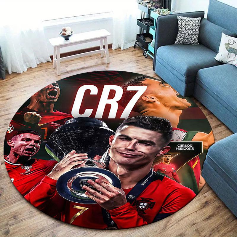 Cristiano Ronaldo Round Area Rug,Carpet Rug for Living Room Bedroom Sofa Playroom Decor,Non-slip Floor Mat