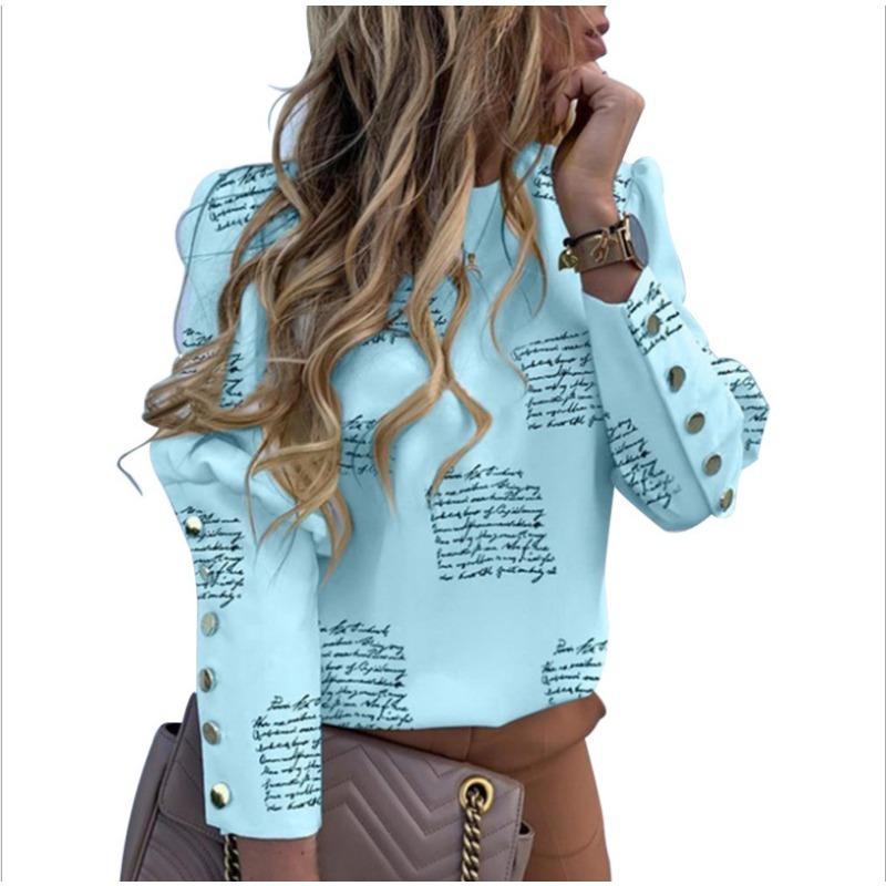 JPNTKY Women's Fashion Casual Long Sleeve O-Neck Blouses & Shirts Unique Design