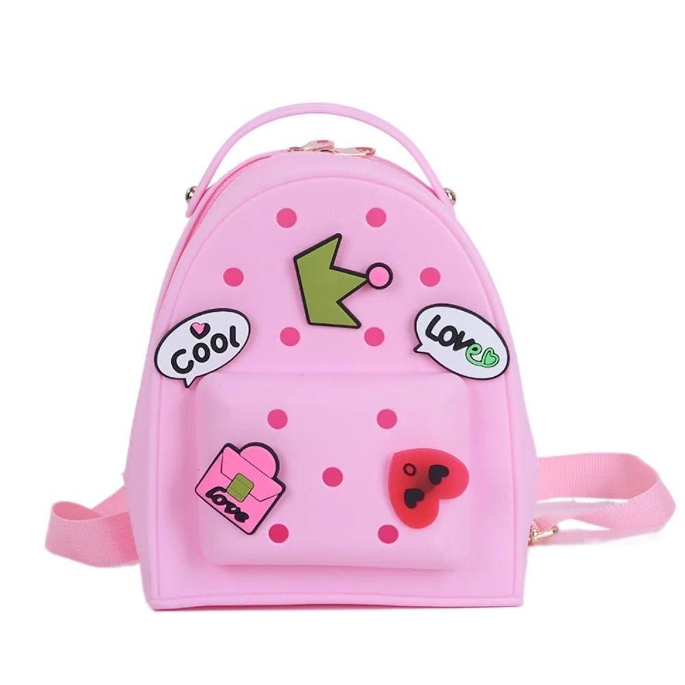 Adjustable Straps Kids Schoolbags Zippered Kindergarten Knapsack Fashion Silicone Backpack  Ladies