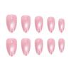 Cat Eye Nude Pink Wearable Nail Patches: Medium Long Oval Pre-made False Nails