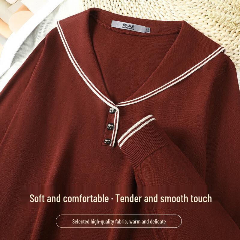 

Snowflying Women s Navy Collar Knitted Top EU 42