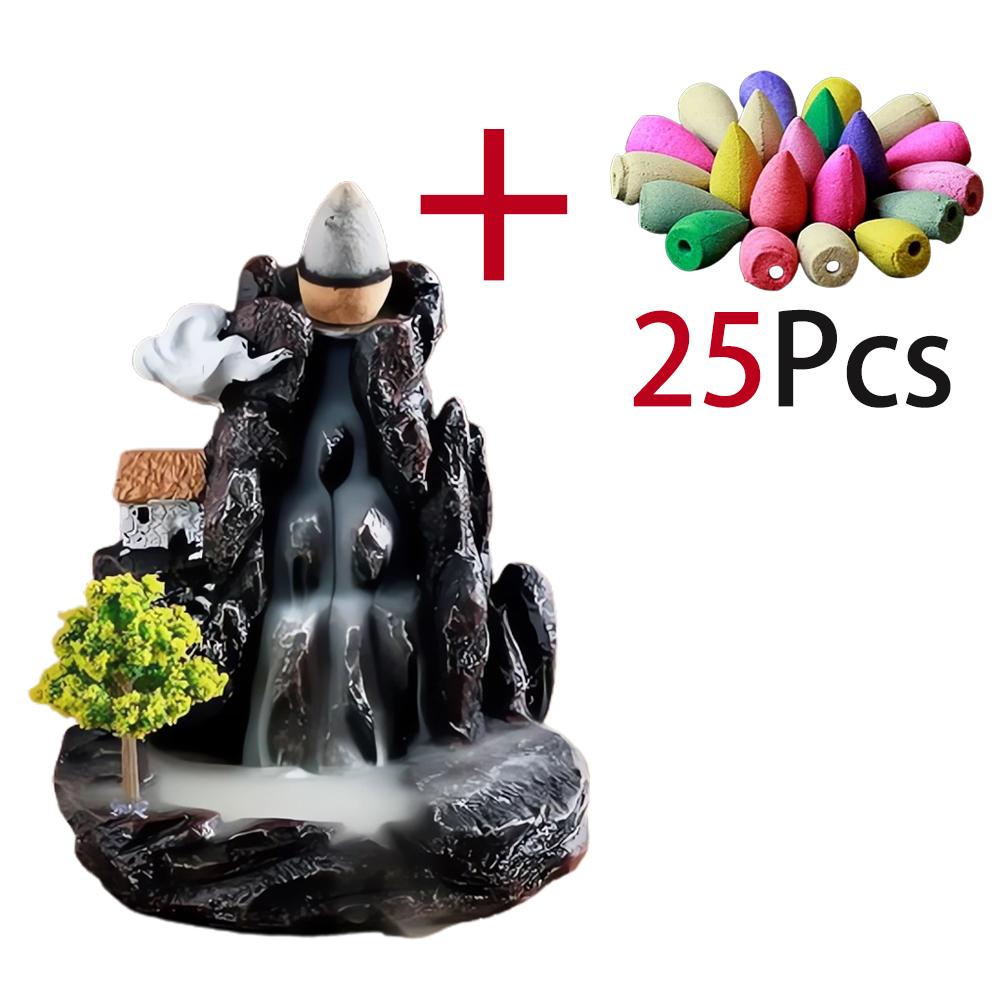 Backflow Incense Holder Waterfall Incense Burner Home Decor Aromatherapy Ornament Incense Cones with Backflow Incense Cones