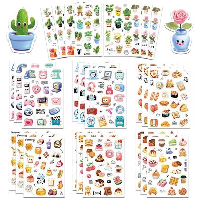 8 Kreativních nálepek-průvodců na dezerty, Roztomilé sady pro koláže do zápisníku, Dekorace do kresleného herního alba