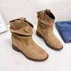 Autumn and Winter Maillard Boots New Pointed Boots Brown Women's Boots Pleated Pile Boots Khaki Cowboy Boots