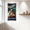 Vintage Billiards Metal Tin Sign Rustic Aged Wall Decor with Pool Balls Cues Tournay Seasonal All Nights for Bar Man Cave Home C