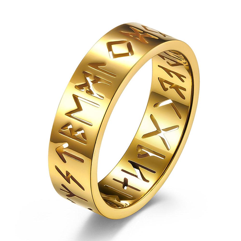 

Норвежский Текст Полый Титановый Стальной Кольцо Руна Мужчина И Женщина Предложение Руки И Сердца Простой Браслет На Руку 6 золотой