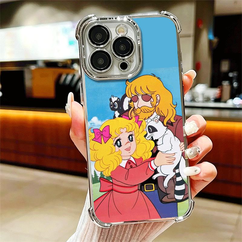 Candy 90s Cartoon Plating Phone Case For Iphone 16 17 Pro Max Air 16E 14 15 Plus 12 13 Mini Anti-Fall Airabag Cover