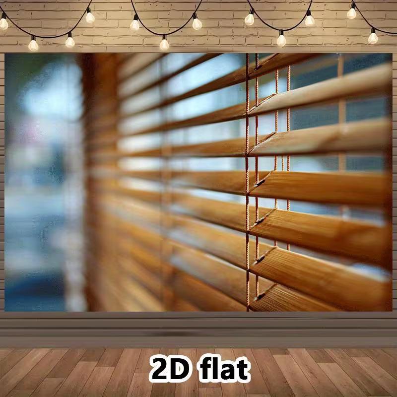 2D Aesthetic Window Blurs with Wooden Blinds Wall Tapestry 47.2x31.5inch/120*80cm