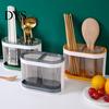 Utensil Organizer Holder Cutlery Drainer Two-compartments Transparent Wall Mounted Chopsticks Drainable Chopstick Cage Spoon Fork Drain Storage