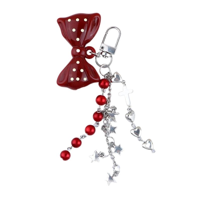 

Heart Bowknot Keychain Charm Religious Key Rings Aesthetic Key Holder Suitable for Handbags Purses Backpacks Decorating