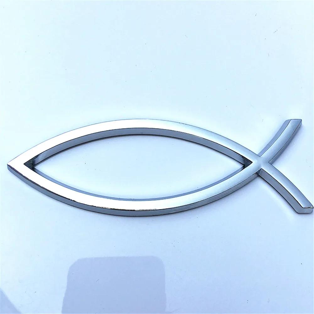 

1PCS 14x4.5cm JESUS Fish Silver chrome Christian crafts ABS Car Sticker PEACE FAITH Emblem 3D Badge Decal Auto Accessories