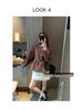 Mochie Early Spring French Pleated Elegant Round Neck Tie-Waist Slimming Shirt MQ1122