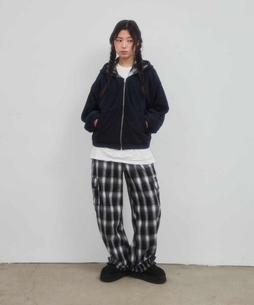 Leteoli Check Frill Pocket Pants_Black