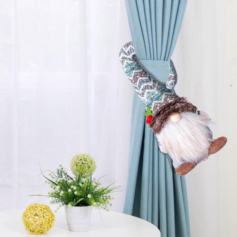 Christmas Curved Hat Faceless Doll Curtain Buckle Couple Doll Curtain Hug Living Room Bedroom Decoration Props