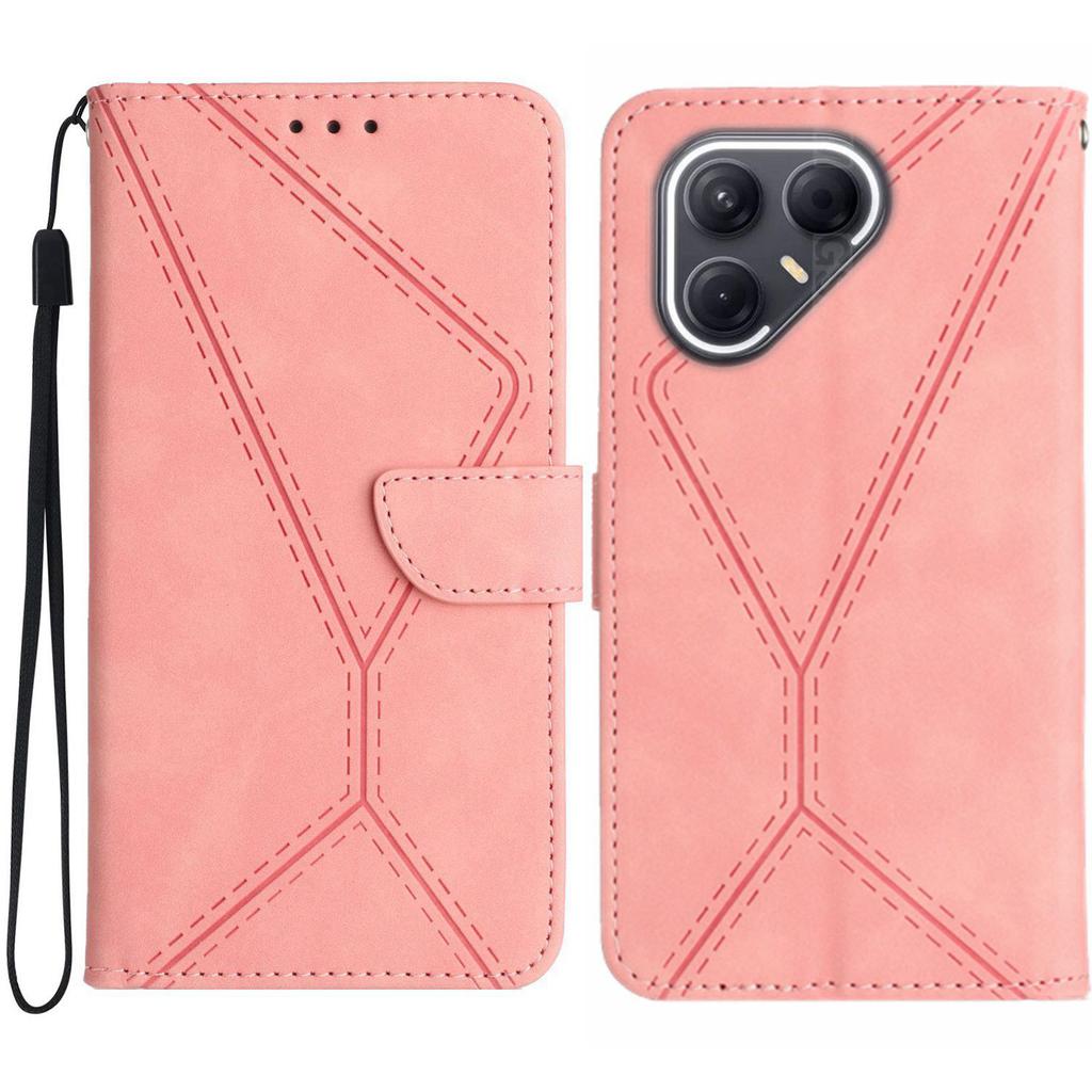 For TECNO Pova 7 5G Case Skin Touch Lines Imprinted PU Leather Flip Phone Cover
