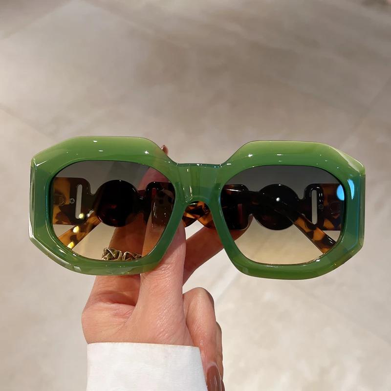

Vintage Oversize Sunglasses Men Women Trendy Square Gradient Shades Sun Glasses 2023 Luxury Brand Design Fashion UV400 Eyewear зелений