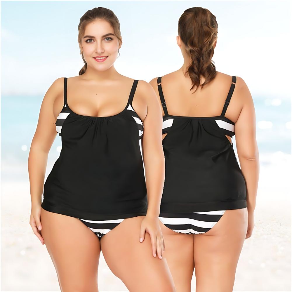 Tankini suit plus size swimsuit XXL black comfortable maternity briefs Tankini suit plus size swimsuit XXXL black comfortable maternity briefs