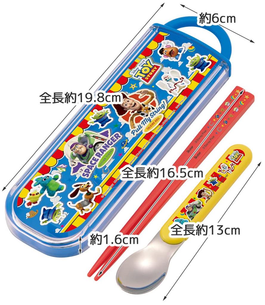 Skater Lunch Box Chopsticks and Spoon Sliding Made in Disney Toy Story 22 Children's Set, Design, Antibacterial, Japan, Design, CCA1AG-A